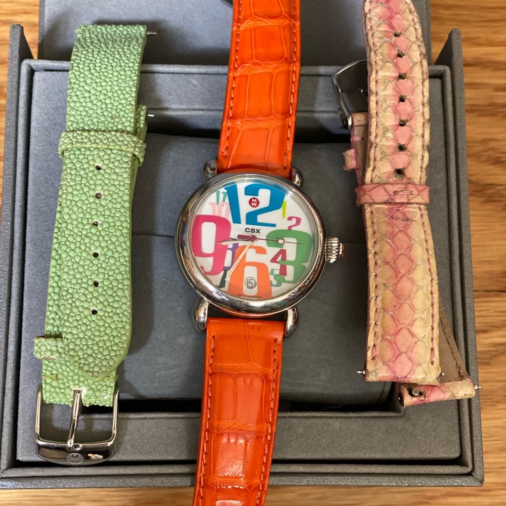 Michele Csx silver watch